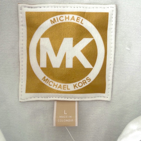 Brand New Michael Kors White Jean Jacket Gold Tone Button Up Frayed Base - Picture 7 of 13